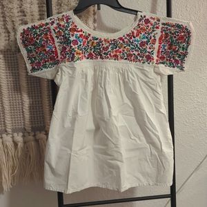 Floral embroidered cotton blouse